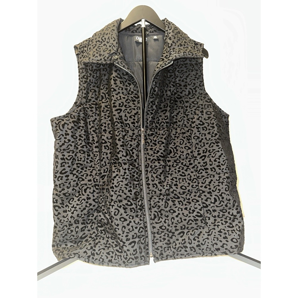 Onque Casual Women's Animal Print Full-Zip Vest Size 1X.  Pockets!